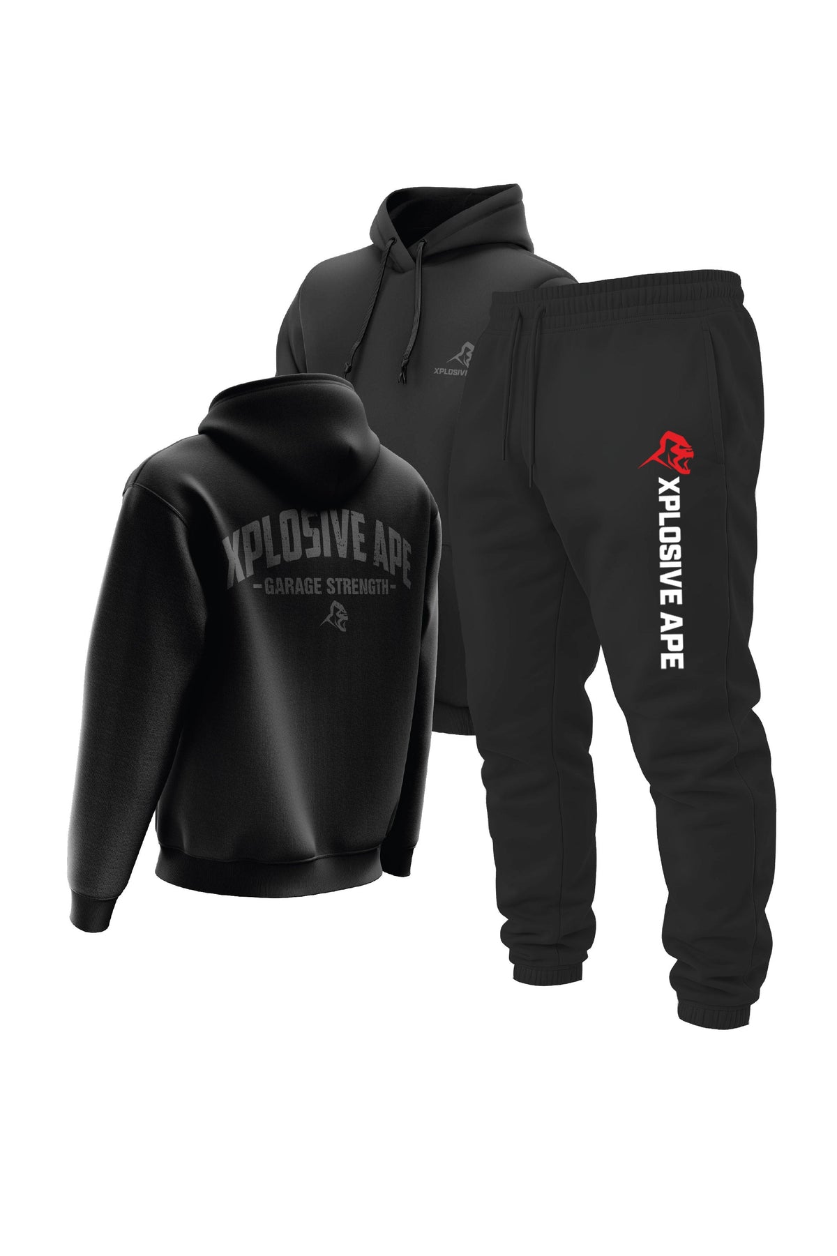 XAPE Garage Strength Hoodie & Originals Joggers Combo - Black