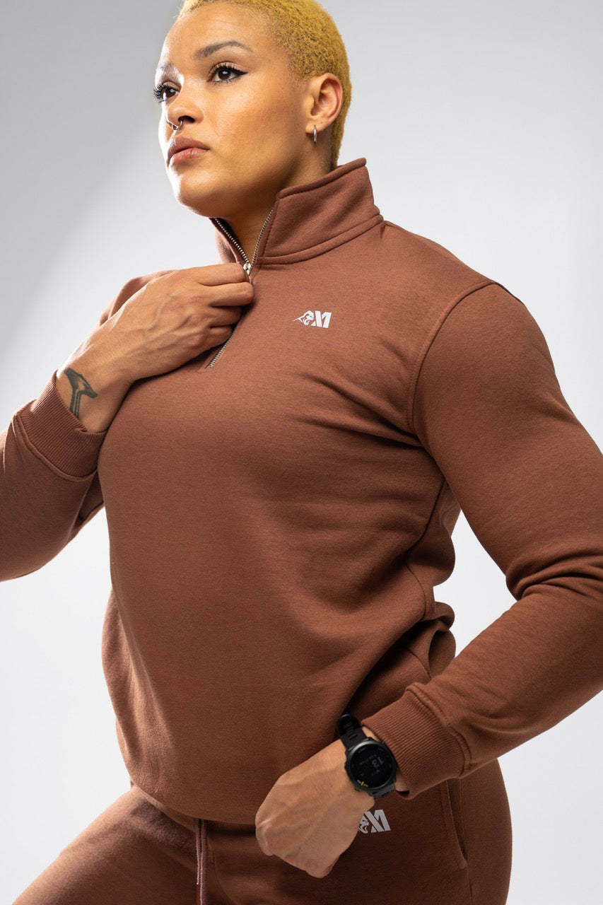 XAPE Core Logo Quarter Zip - Cocoa