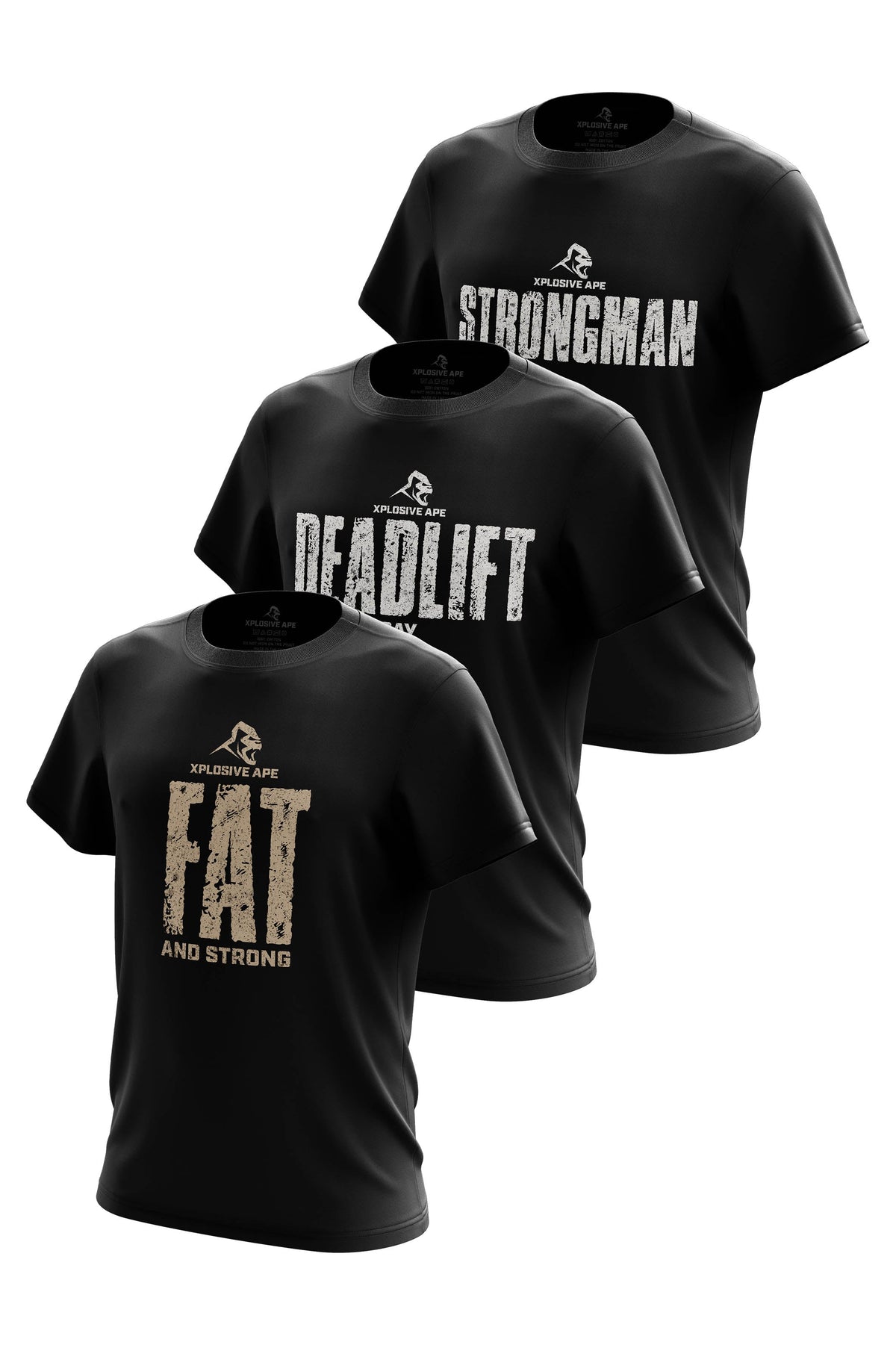 XAPE Strongman V2 3 Tees Pack - Black