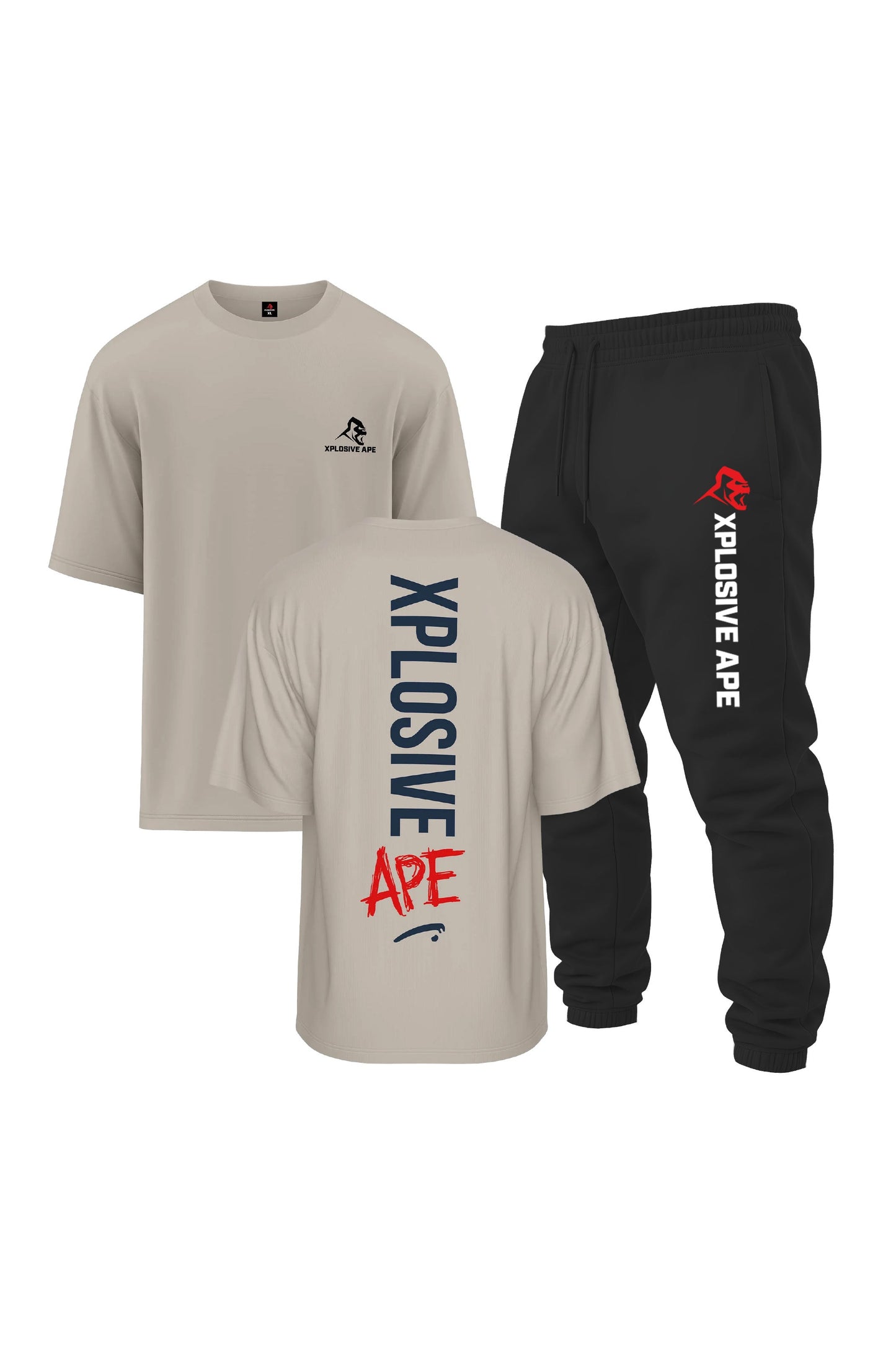 XAPE Graffiti V2 Oversized Tee & Originals V2 Joggers Combo - Sand/Black