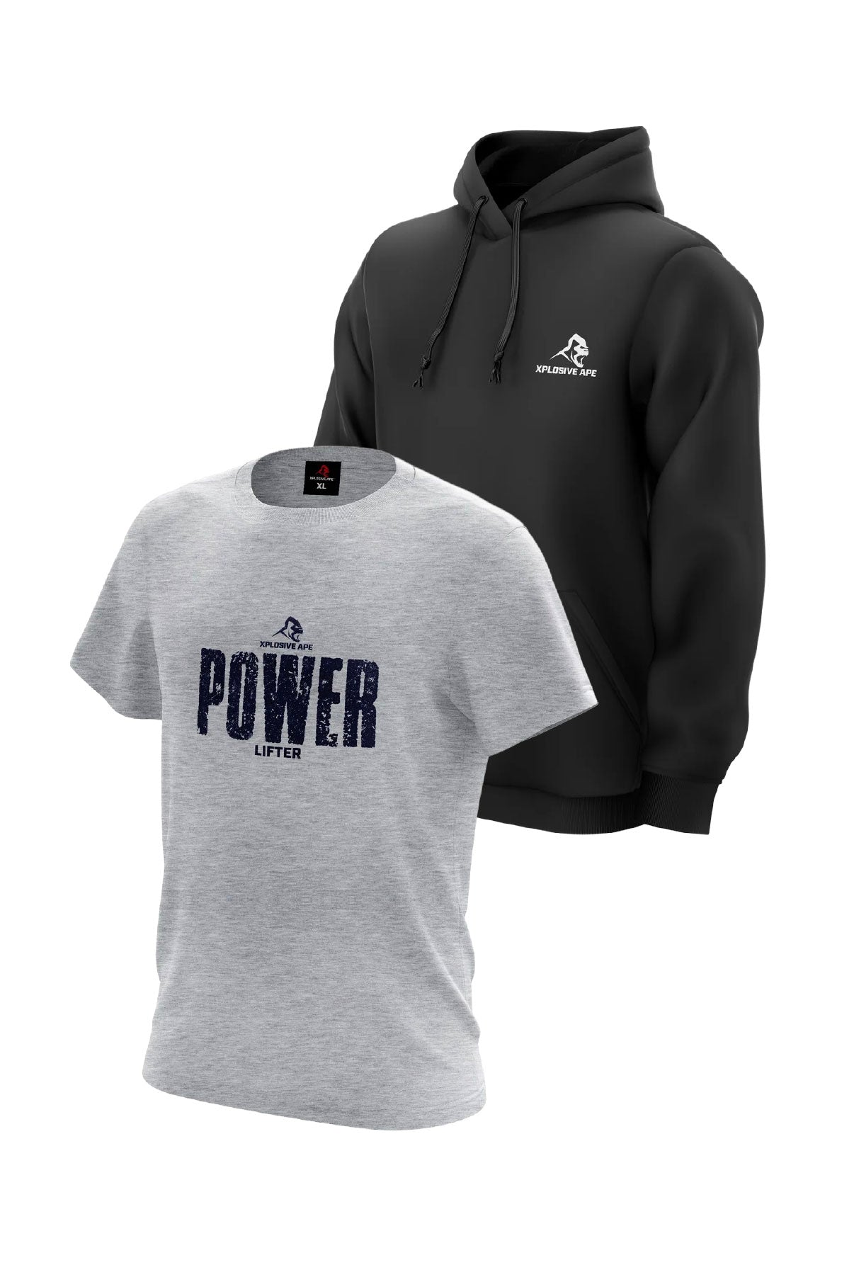XAPE Prime Hoodie & Power Lifter V2 Tee Combo - Black/Sports Grey