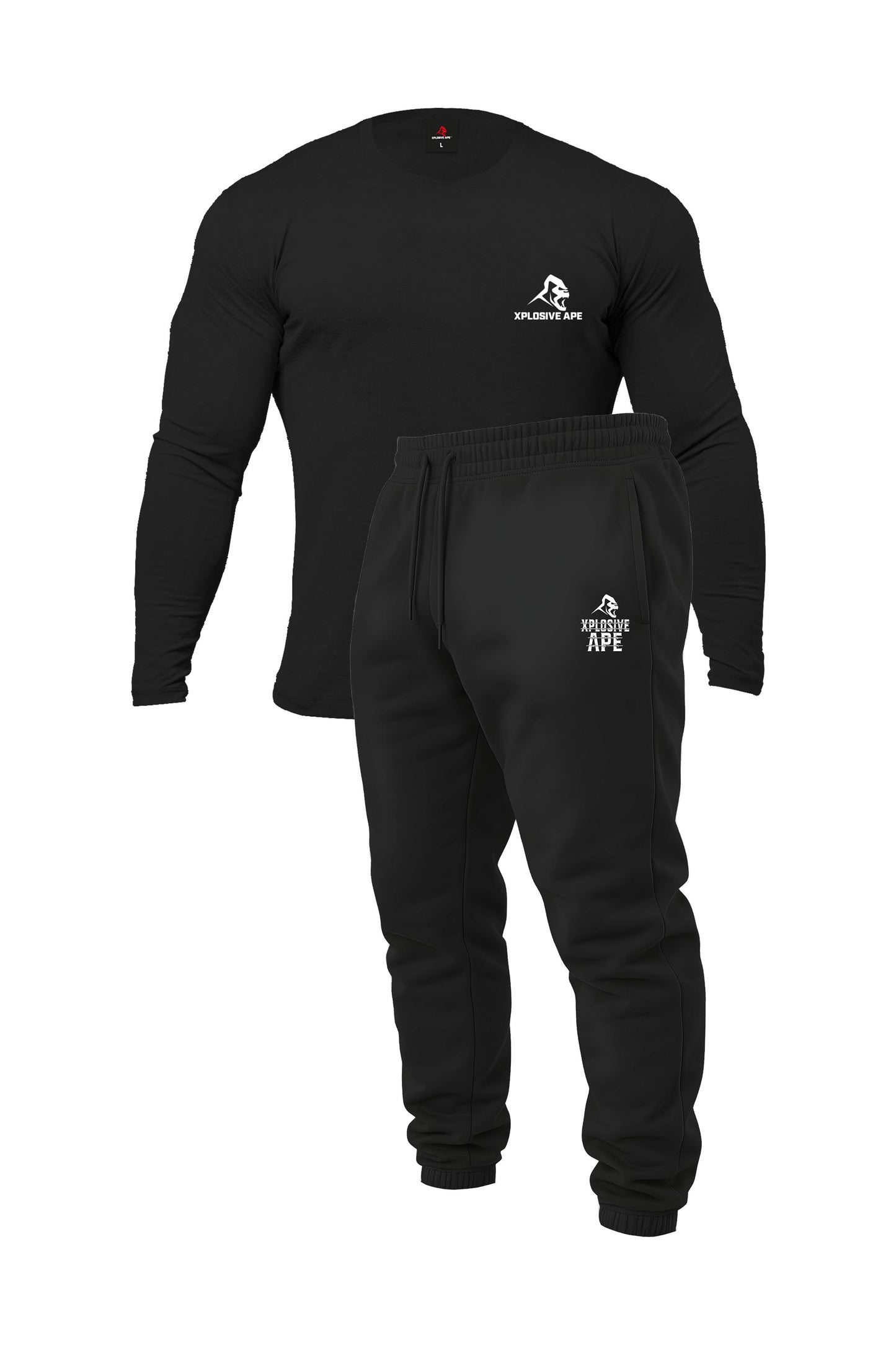 XAPE Prime Long Sleeve Tee & Classic Barbed Logo Joggers Combo - Black
