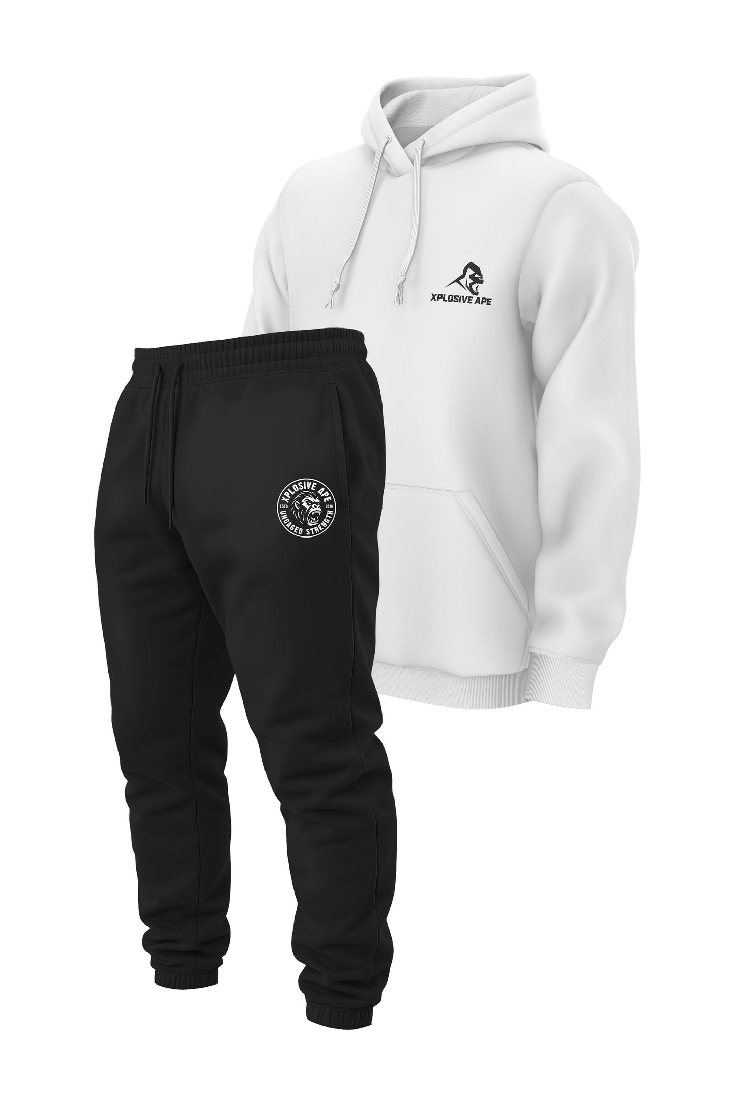 XAPE Prime String Hoodie & Uncaged Strength Joggers Combo - White/Black