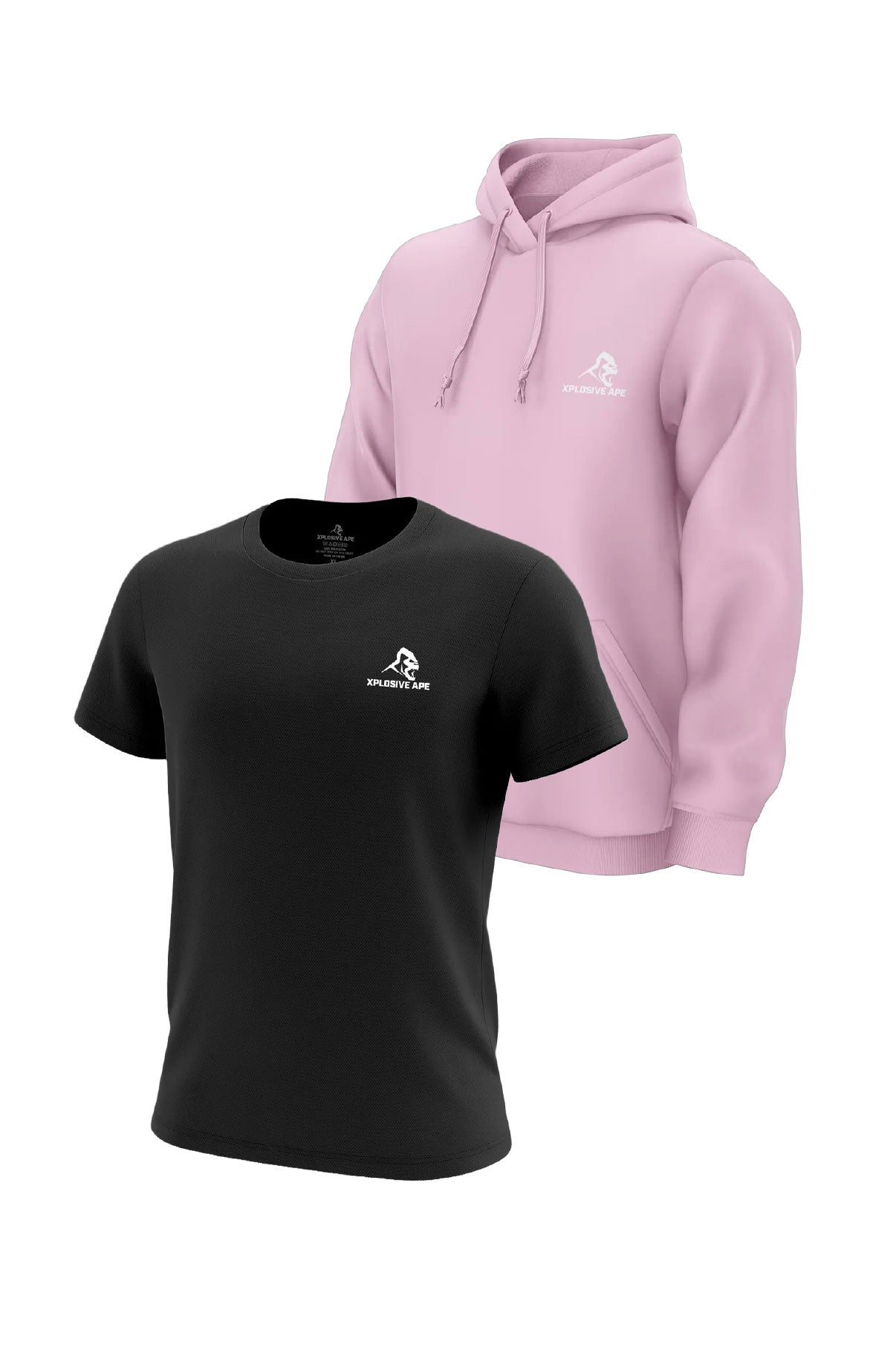 XAPE Prime Hoodie & Prime Tech Tee Combo - Light Pink/Black