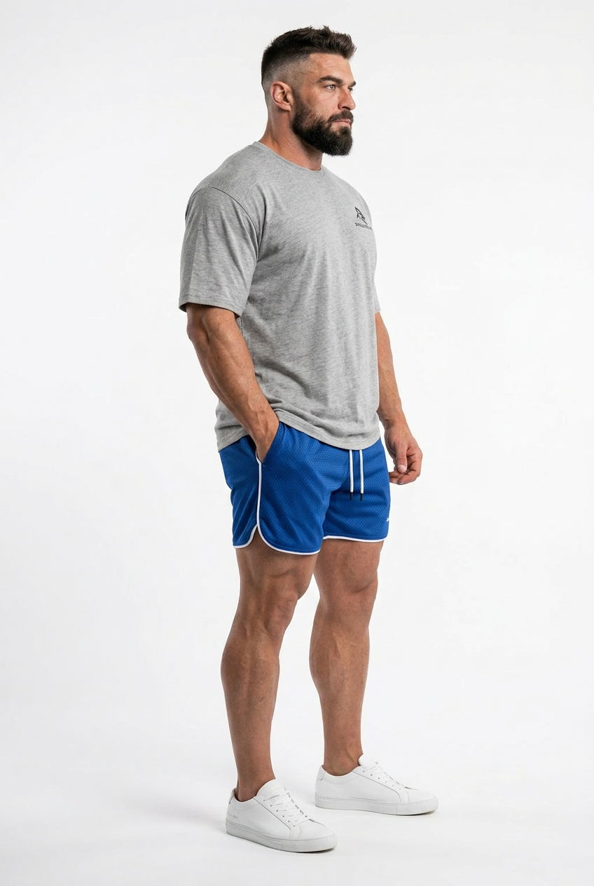 XAPE Essential Tee & Strike Elite Shorts Combo - Sports Grey/Blue
