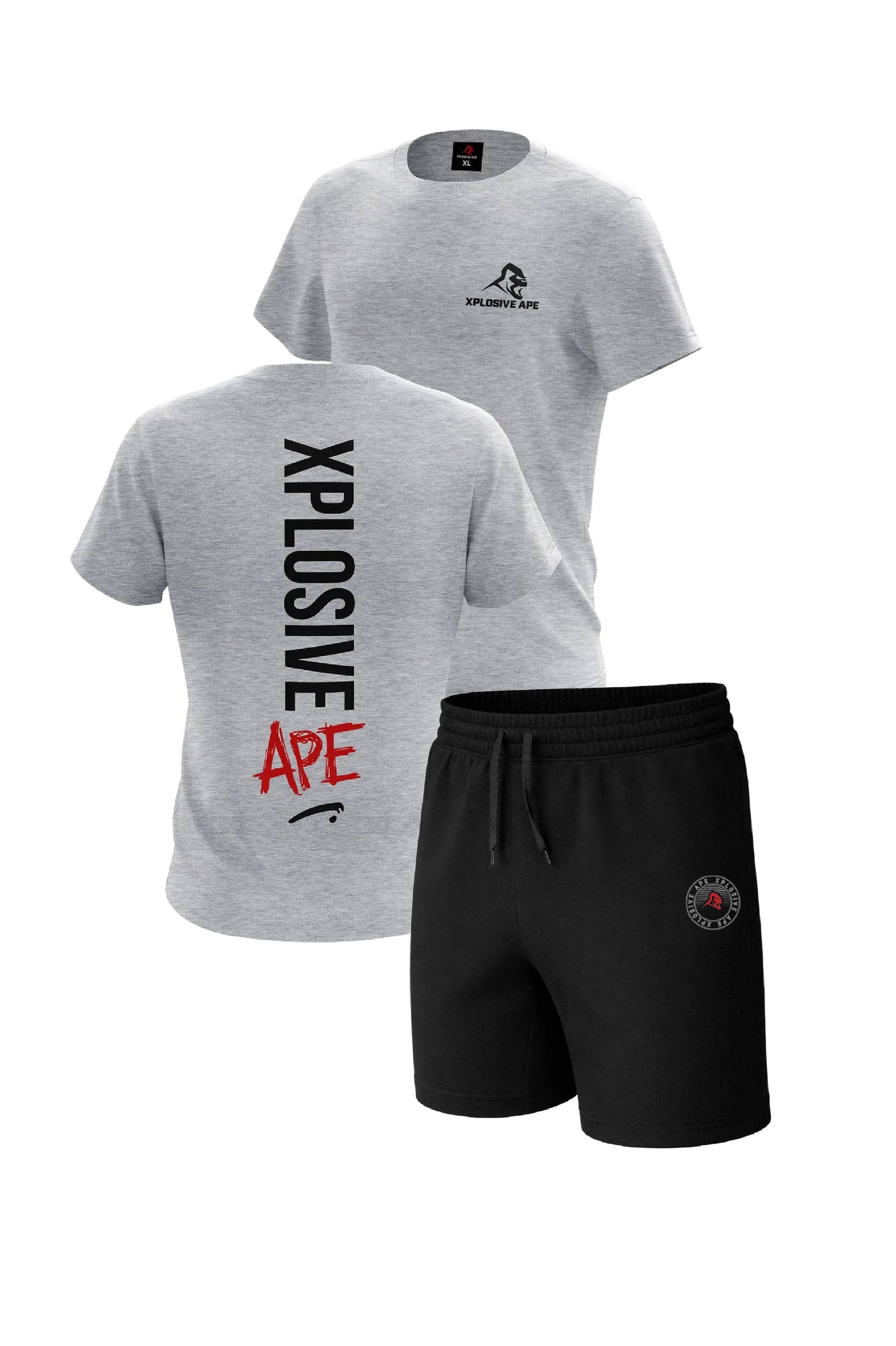XAPE Graffiti Tee & Venus Oversized Shorts Combo - Sports Grey/Black