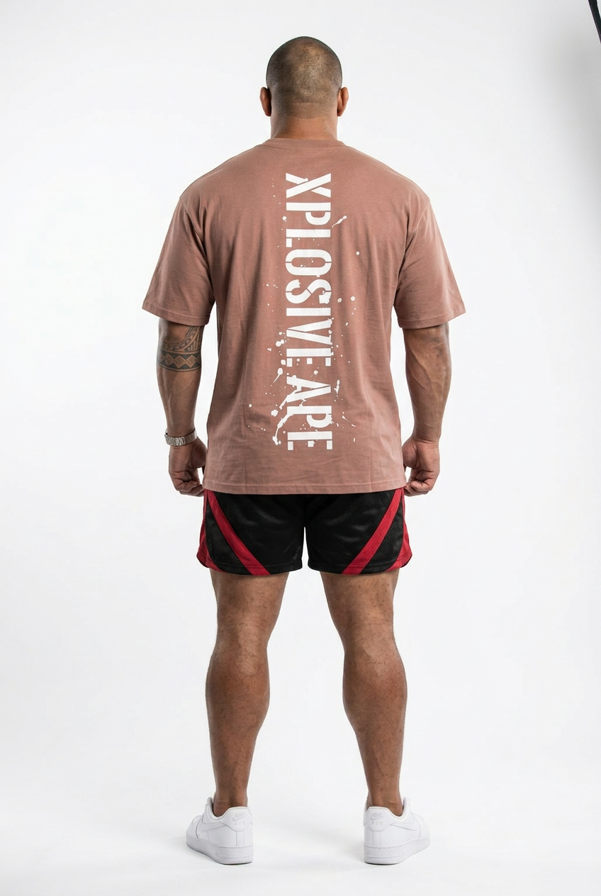 XAPE Smackdown OS Tee & Nightfall War Shorts Combo - Dusty Pink/Black