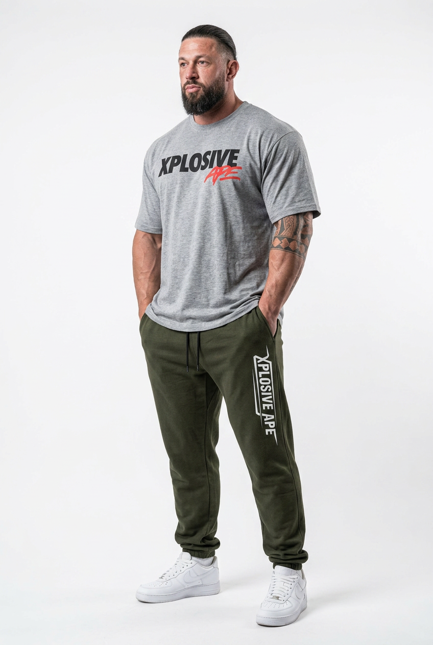 XAPE Holder Tee & Strike Joggers Combo - Sports Grey/Khaki