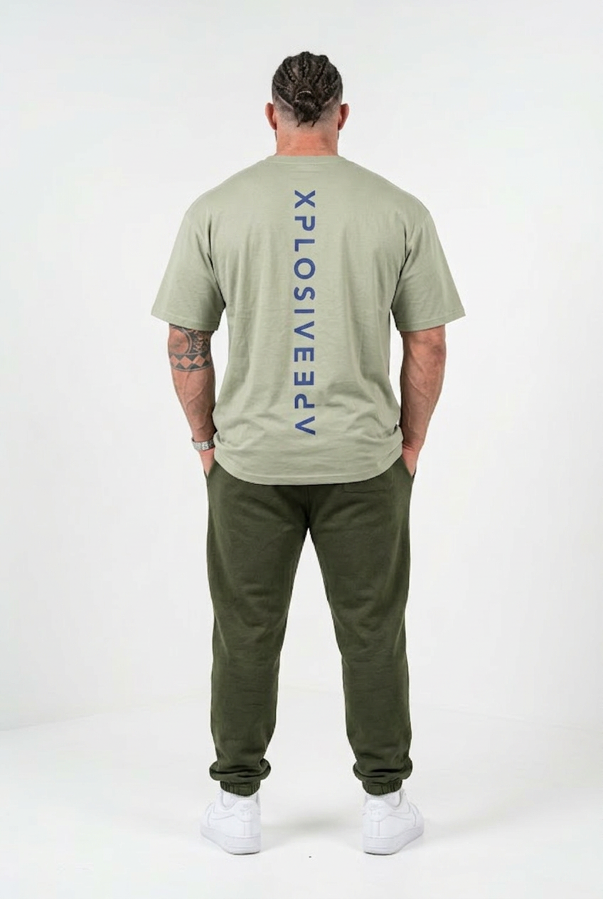 XAPE Futuristic Tee & Panelled Joggers Combo - Sage/Khaki