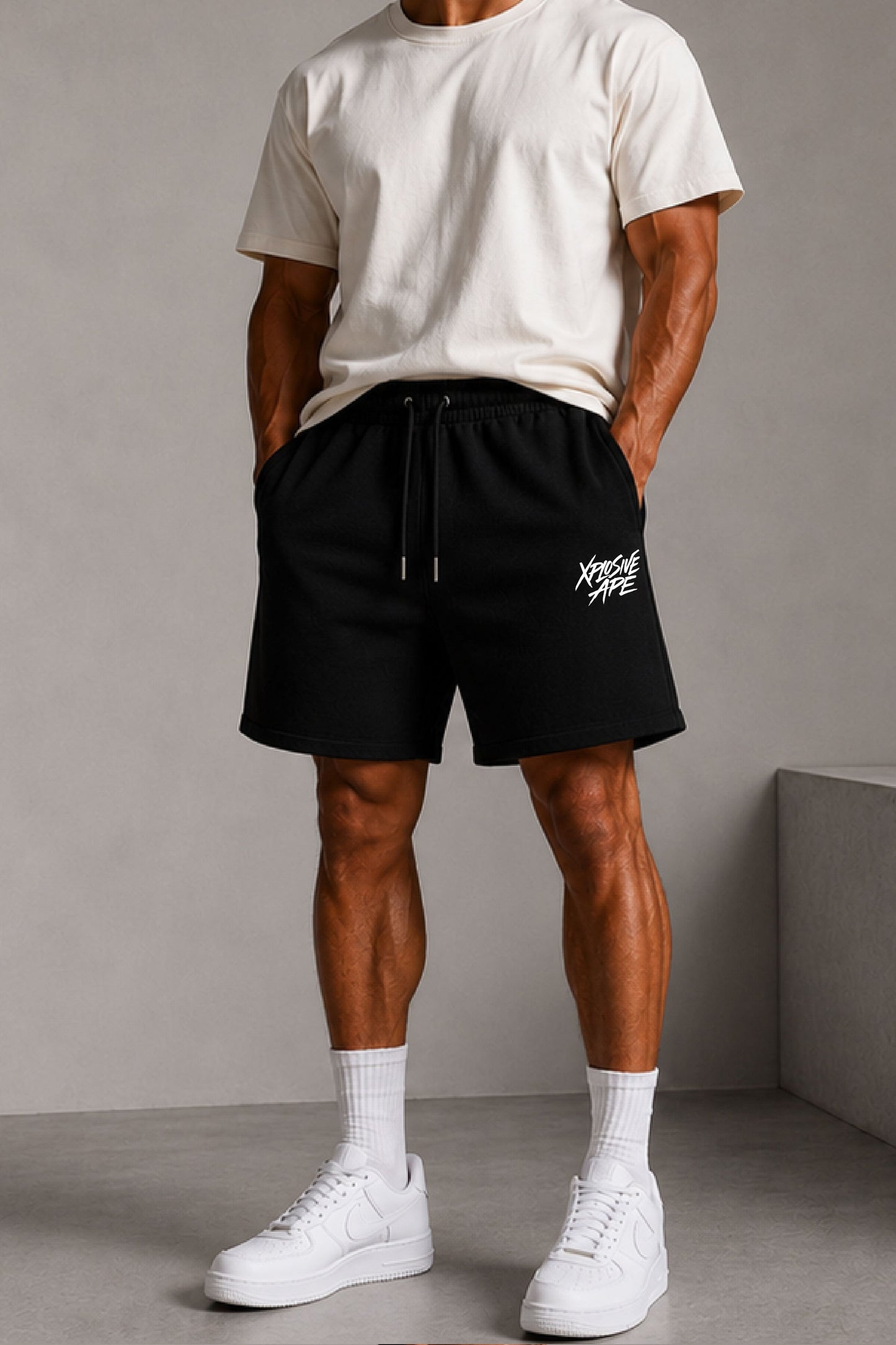 XAPE Brush Script Oversized Shorts - Black