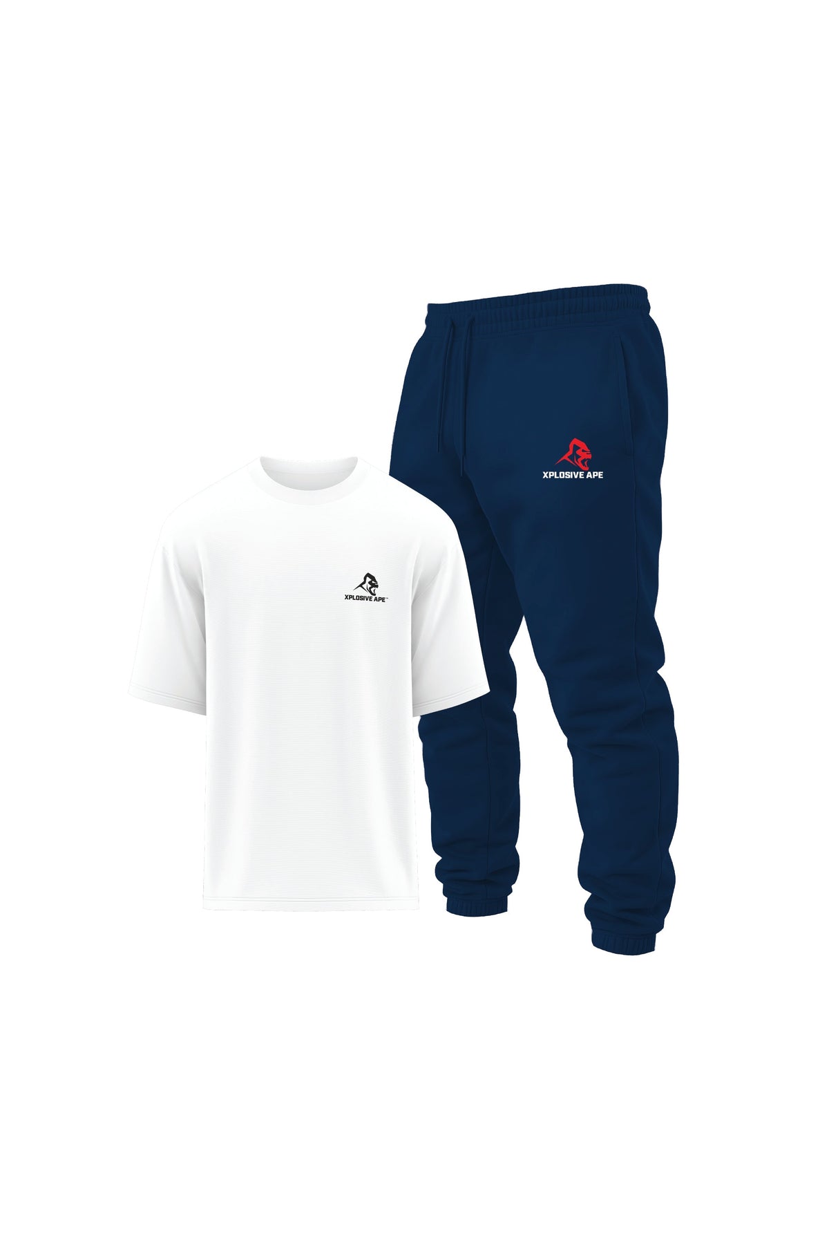 XAPE Classic Oversized Tee & Joggers Combo - White/Navy