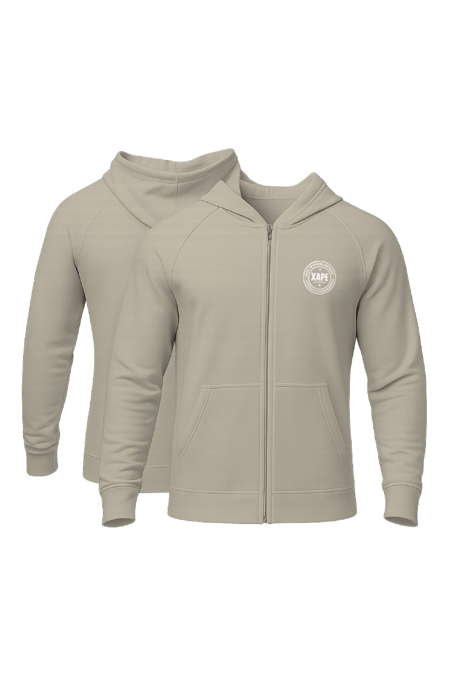 XAPE Classic Badge Logo Oversized Zip Hoodie - Stone