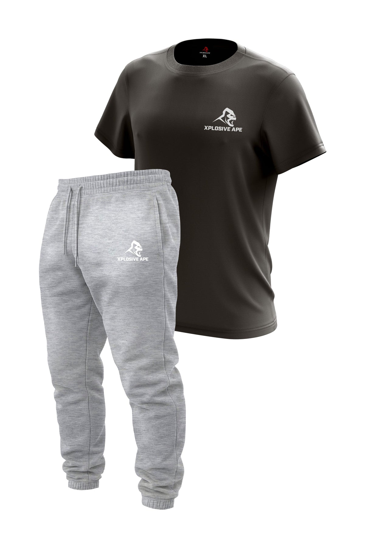 XAPE Prime Logo V2 Joggers & Classic Logo Tee Combo - Sports Grey/Charcoal