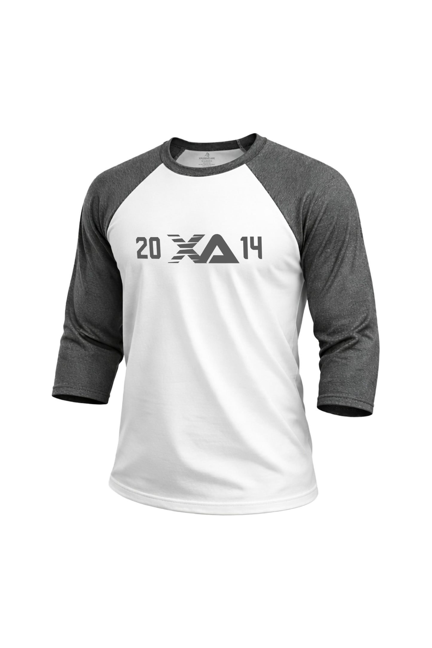 XAPE Blockline Raglan 3/4 Sleeve Tee - White/Dark Heather