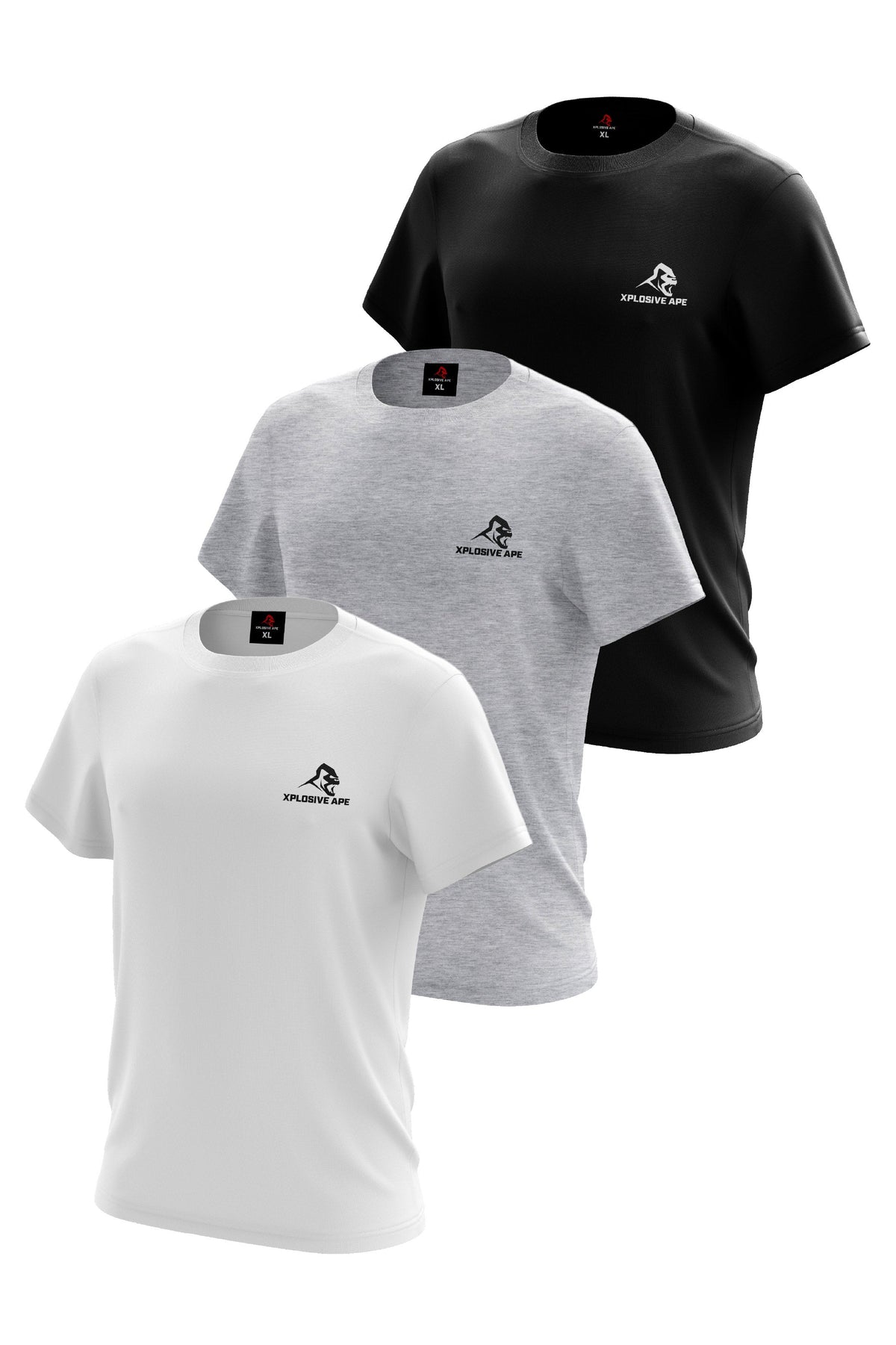 XAPE Essential 3 Tees Pack - White/Sports Grey/Black
