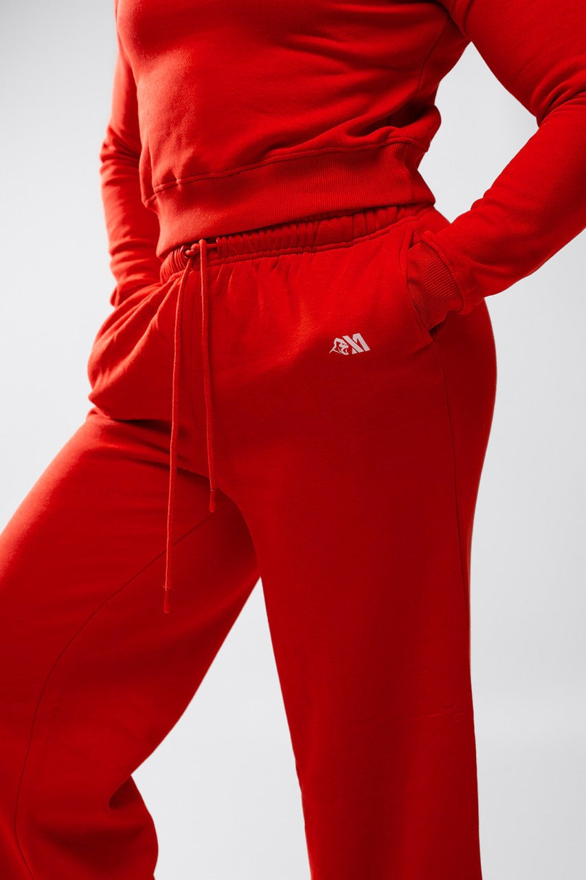 XAPE Core Logo Wide Leg Joggers - Red