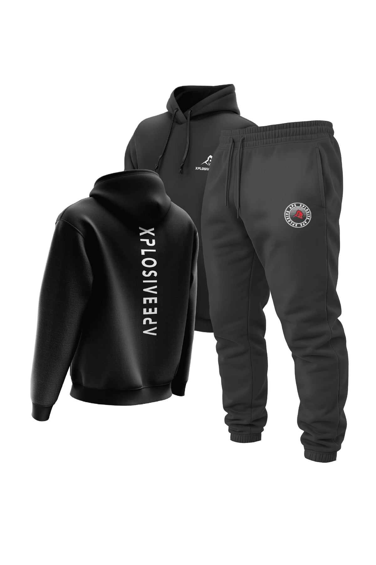 XAPE Futuristic Hoodie & Venus Joggers Combo - Black/Charcoal