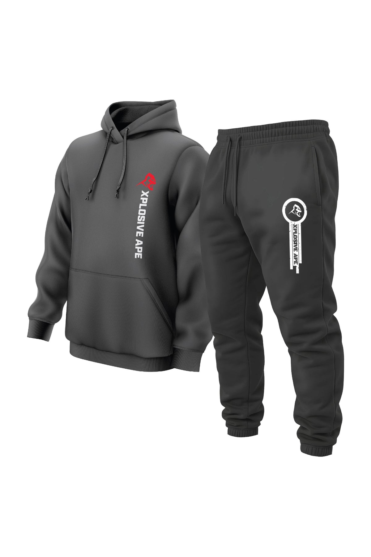 XAPE Originals Hoodie & Panelled Joggers Combo - Charcoal