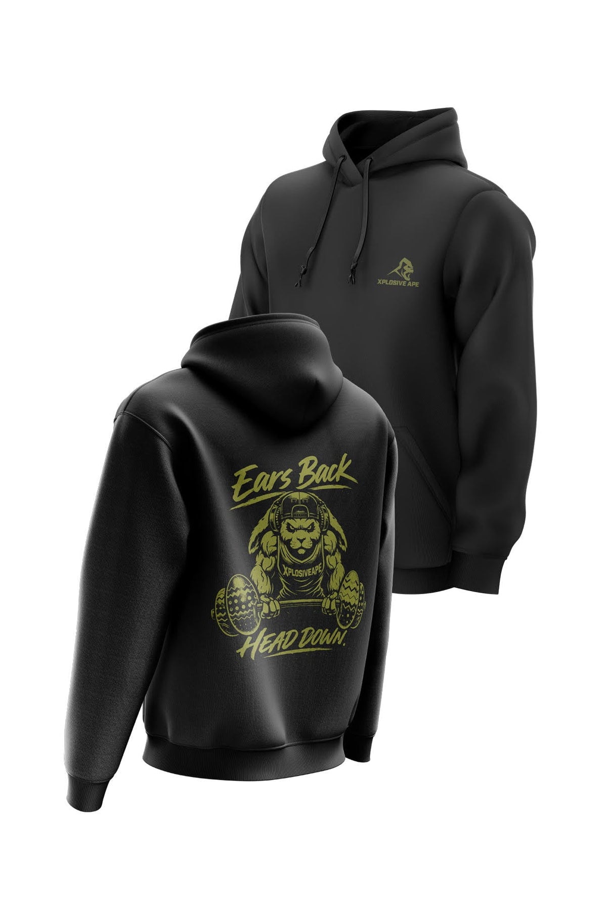 XAPE Head Down String Hoodie - Black