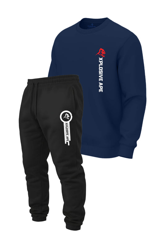 XAPE Originals Logo V2 Sweatshirt & Panelled V2 Joggers Combo - Navy/Black