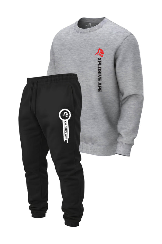 XAPE Originals Logo V2 Sweatshirt & Panelled V2 Joggers Combo - Sports Grey/Black