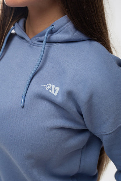 XAPE Core Logo Cropped String Hoodie - Slate Blue
