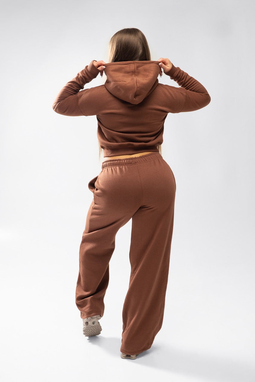 XAPE Core Logo Cropped String Hoodie - Cocoa