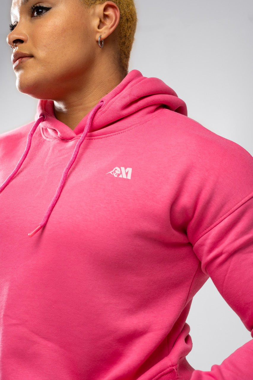 XAPE Core Logo Cropped String Hoodie - Dusty Pink