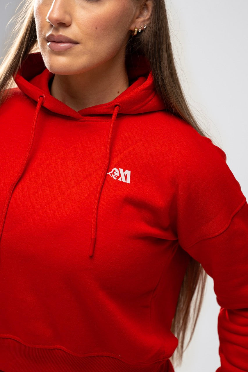 XAPE Core Logo Cropped String Hoodie - Red