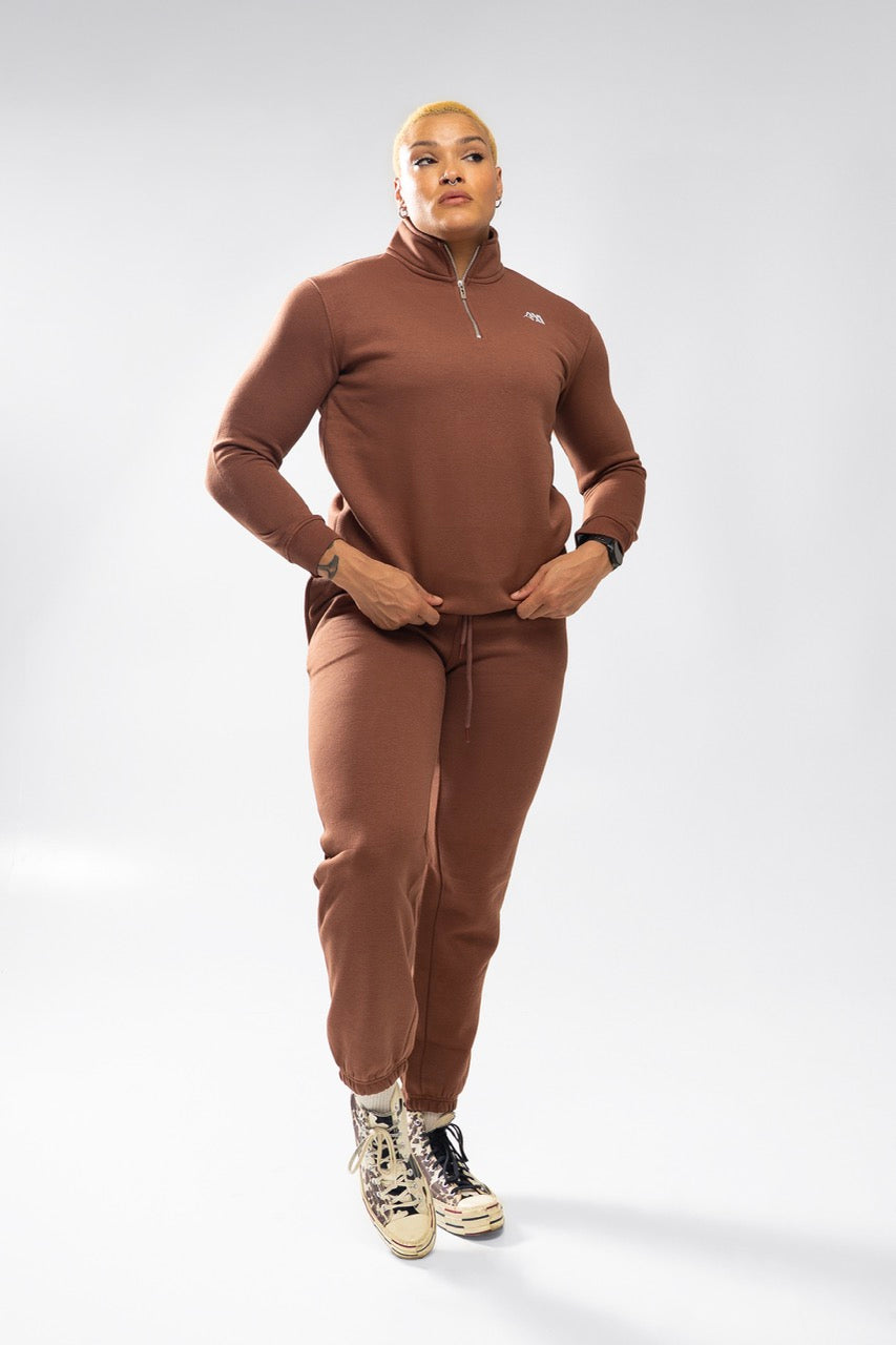 XAPE Core Logo Quarter Zip - Cocoa