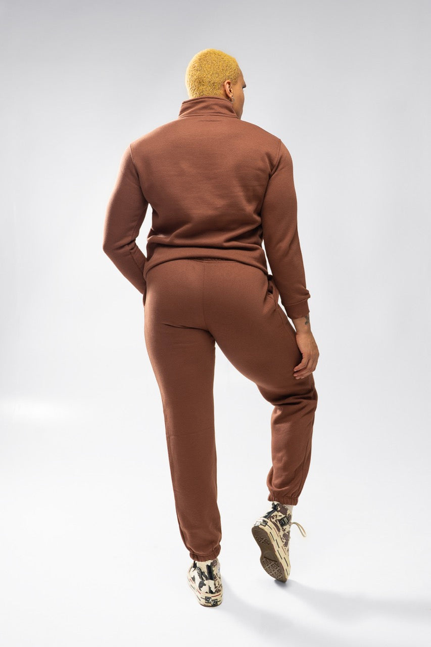 XAPE Core Logo Quarter Zip - Cocoa