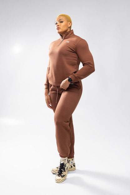 XAPE Core Logo Quarter Zip - Cocoa