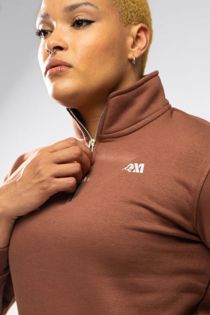 XAPE Core Logo Quarter Zip - Cocoa