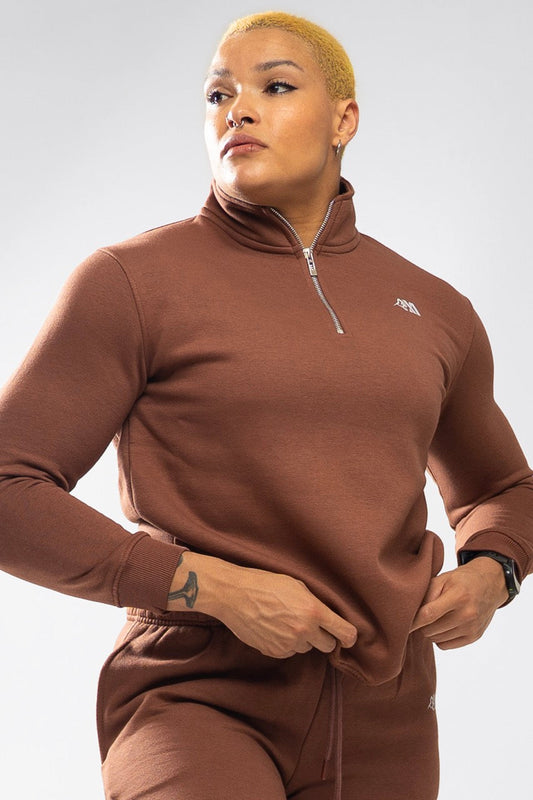 XAPE Core Logo Quarter Zip - Cocoa