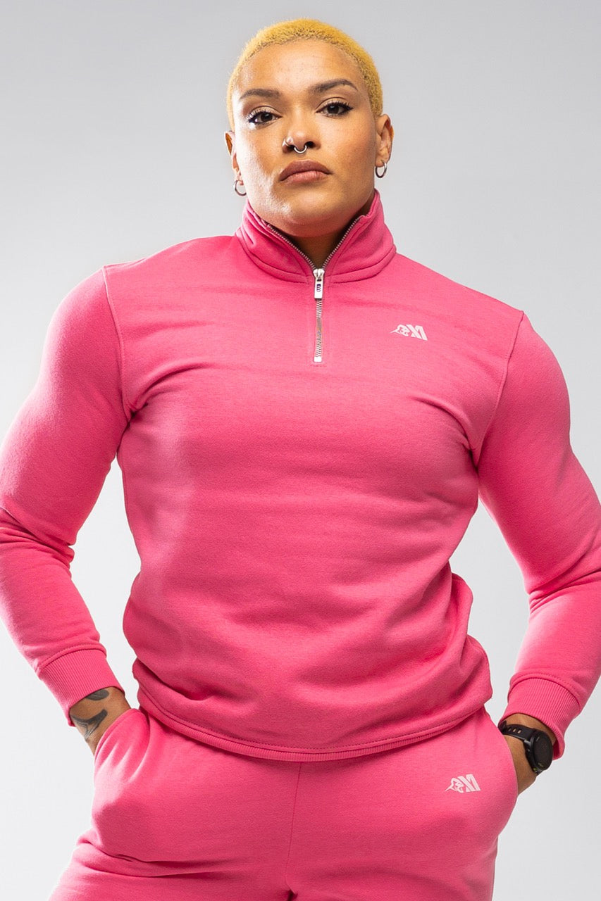 XAPE Core Logo Quarter Zip - Dusty Pink