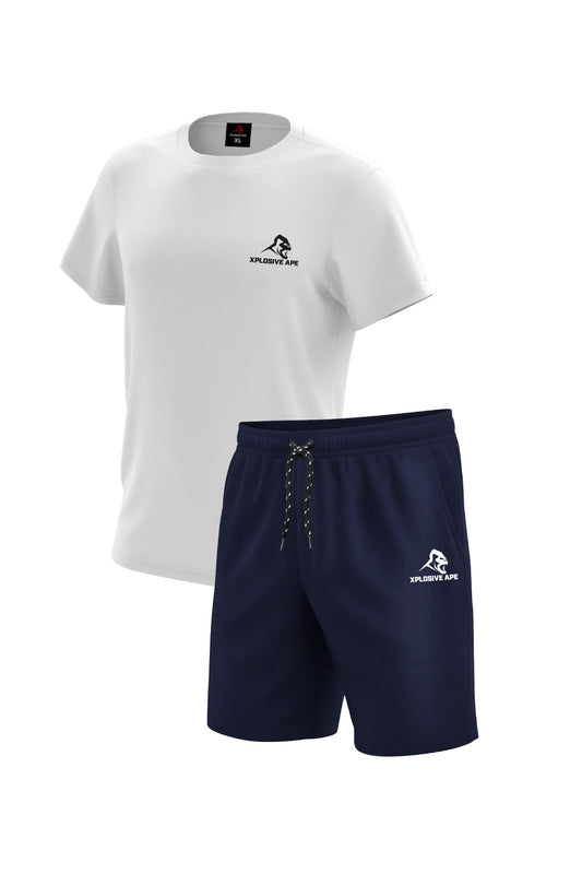 XAPE Essential Tee & Prime Shorts Combo - White/Navy