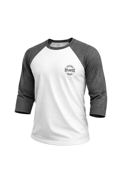 XAPE Varsity Prime Raglan 3/4 Sleeve Tee - White/Dark Heather