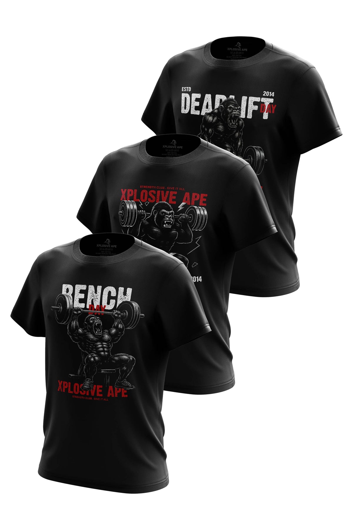 XAPE Power Day V4 3 Tees Pack - Black