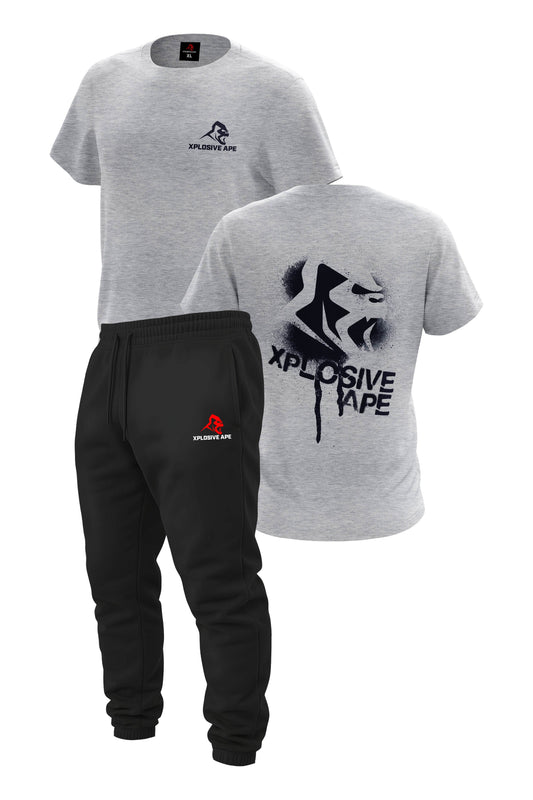 XAPE Canister V2 Tee & Original Logo Joggers Combo - Sports Grey/Black