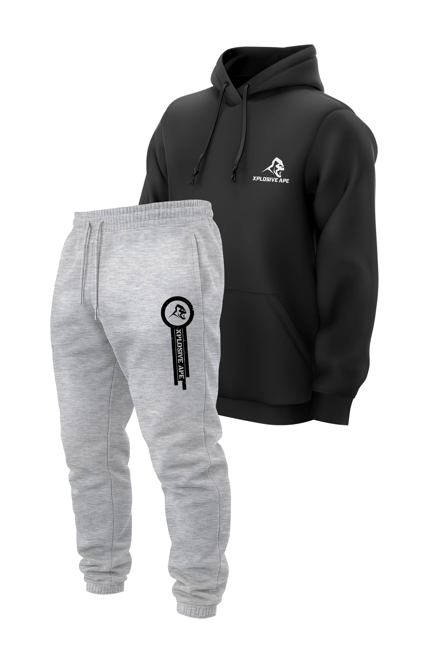XAPE Classic V2 String Hoodie & Panelled V2 Joggers Combo - Black/Ash Grey