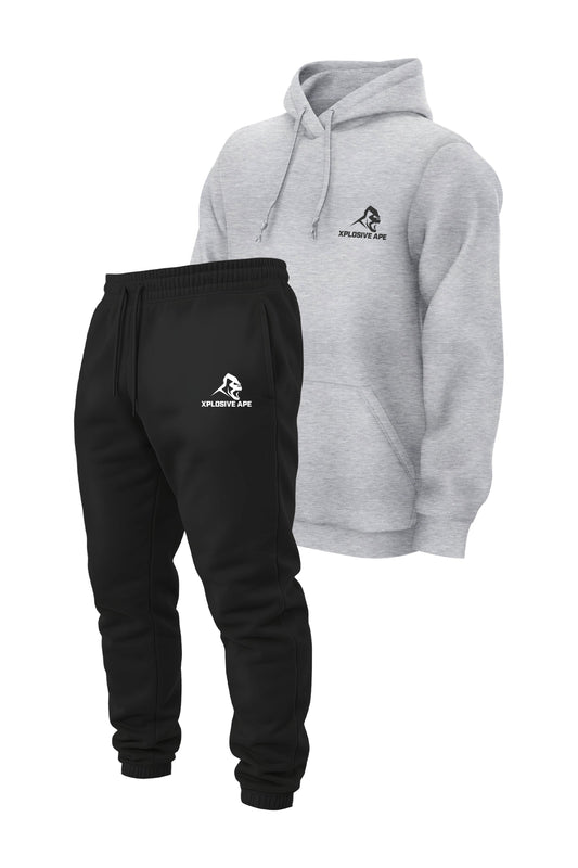 XAPE Classic V2 String Hoodie & Prime Joggers Combo - Heather Grey/Black