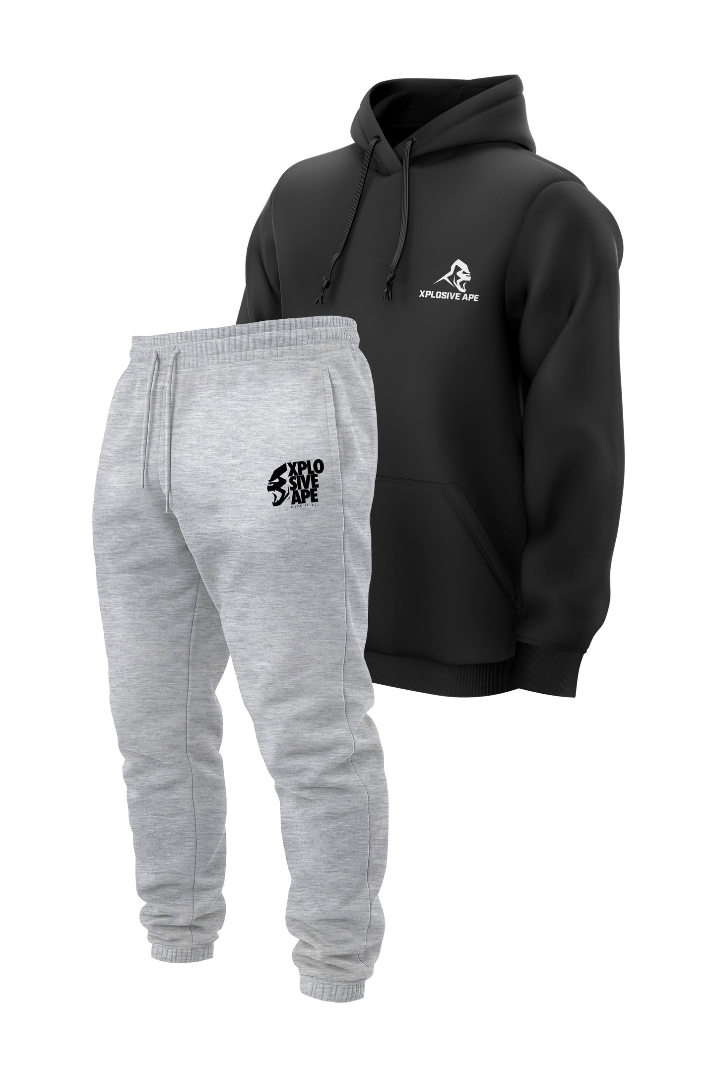 XAPE Classic V2 String Hoodie & Ultimate Ape V2 Joggers - Black/Heather Grey