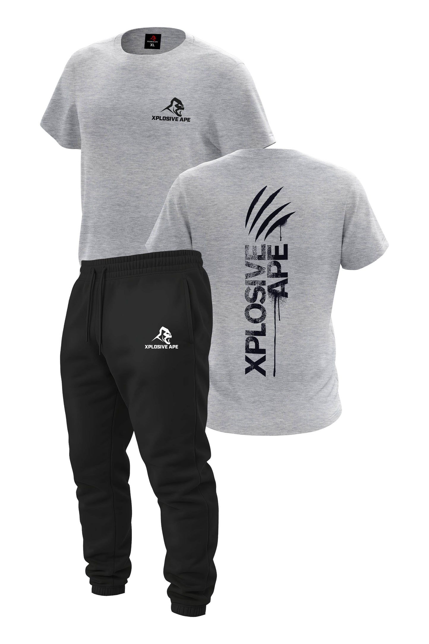 XAPE Claw Tee & Prime Joggers Combo - Sports Grey/Black
