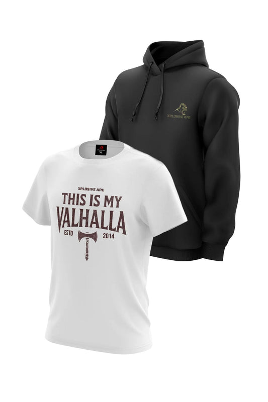 XAPE Essential Camo Hoodie & My Valhalla Tee Combo - Black/White
