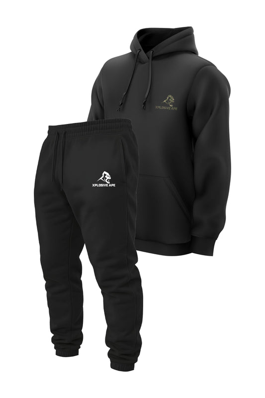 XAPE Essential Camo String Hoodie & Prime Joggers Combo - Black