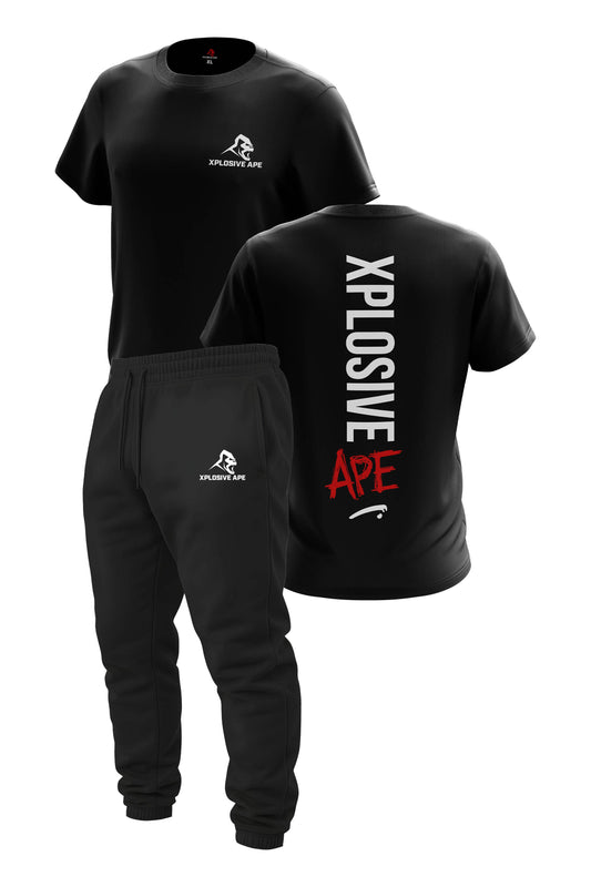 XAPE Graffiti Tee  & Prime Joggers  Combo - Black
