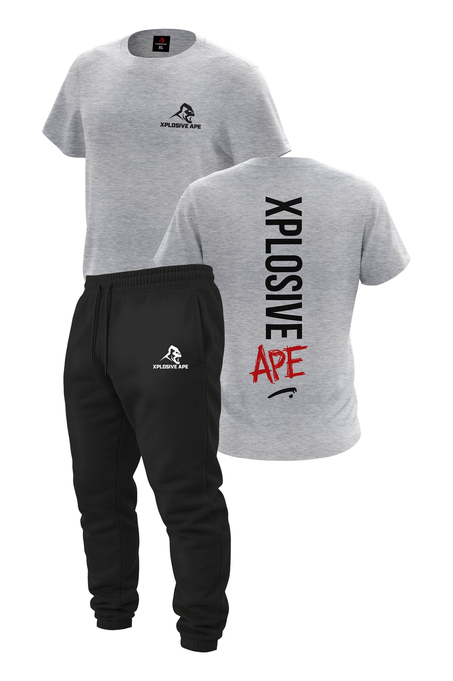 XAPE Graffiti Tee & Prime Joggers Combo - Sports Grey/Black