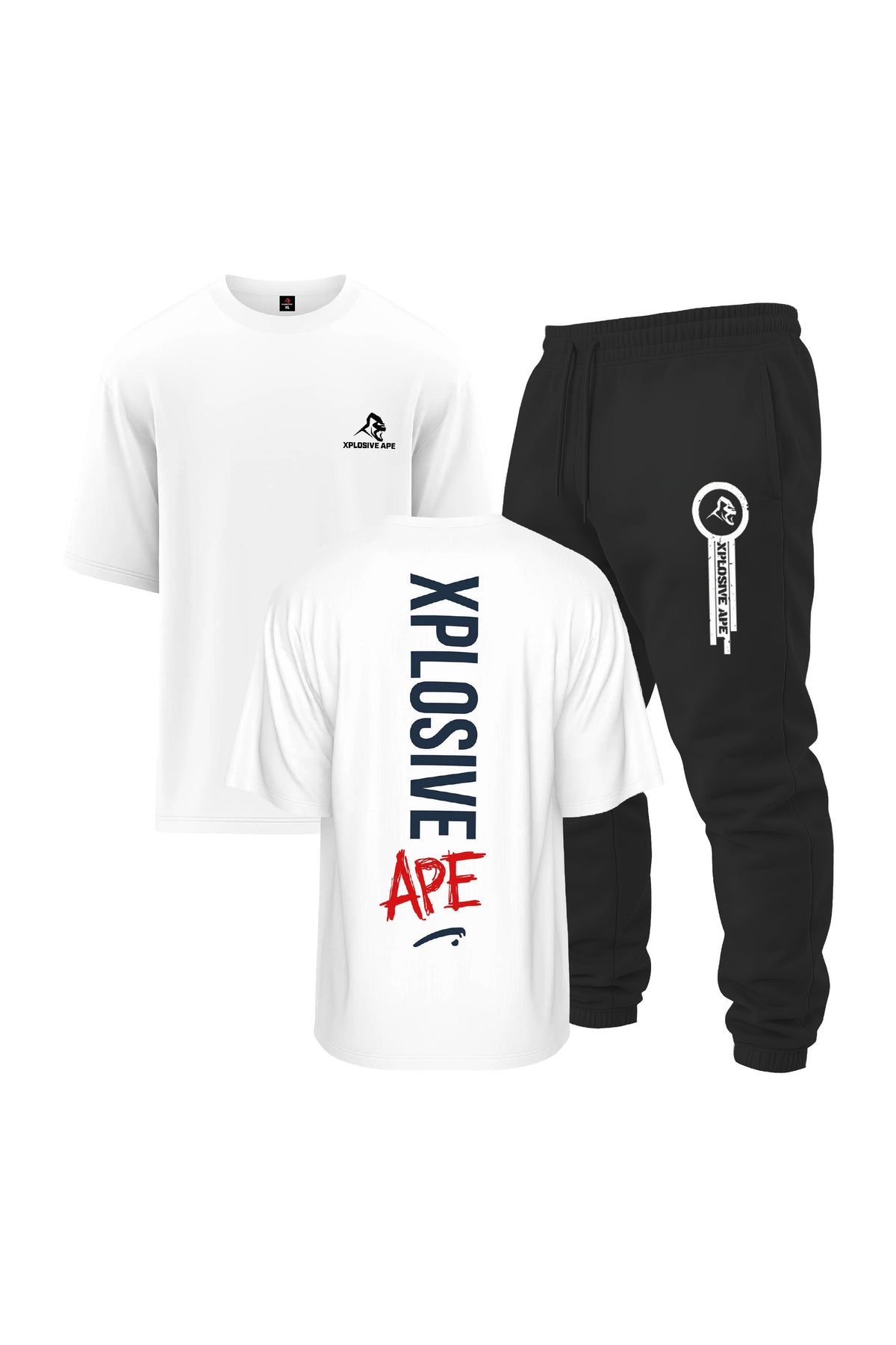 XAPE Graffiti V2 Oversized Tee & Panelled V2 Joggers Combo - White/Black