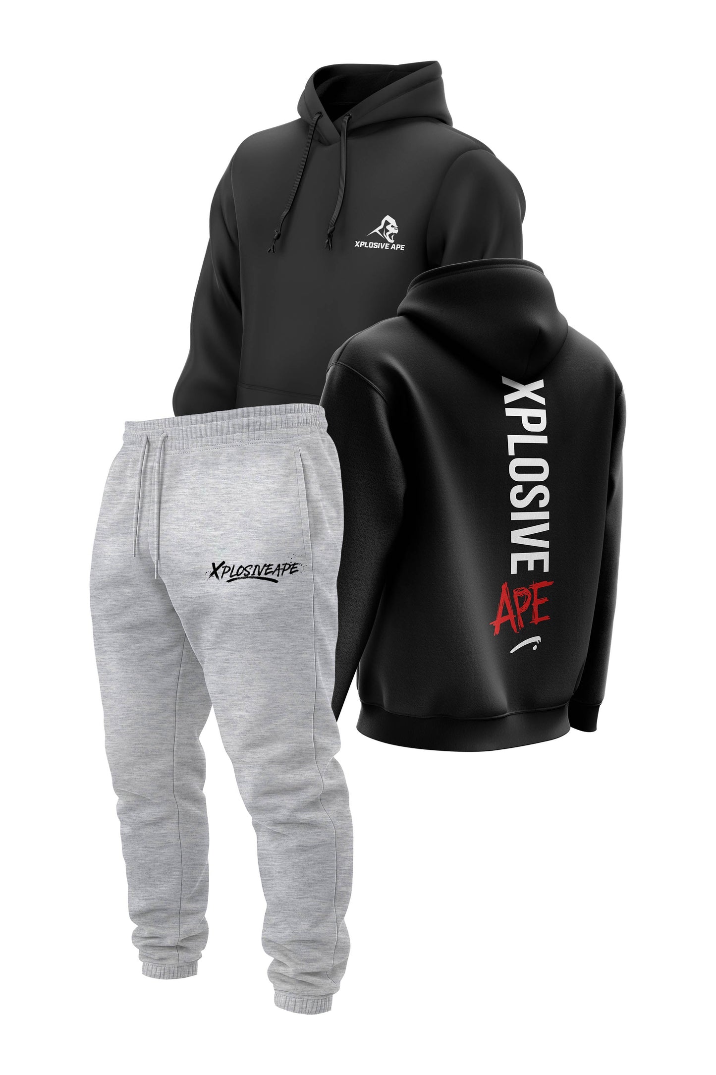 XAPE Graffiti V2 String Hoodie & Desolate V2 Joggers - Black/Ash Grey