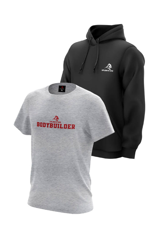 XAPE Prime Hoodie & Bodybuilder V1 Tee Combo - Black/Sports Grey